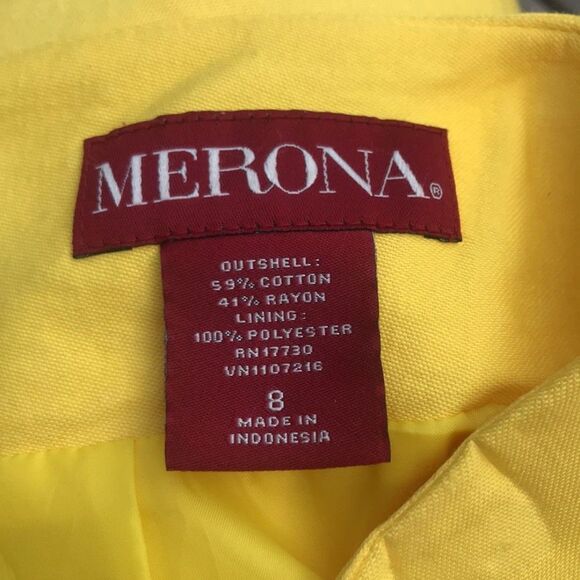 Merona Tailored Pencil Skirt Yellow Pockets Lined Slit Zip Women's Sz 8 Office - Picture 8 of 9